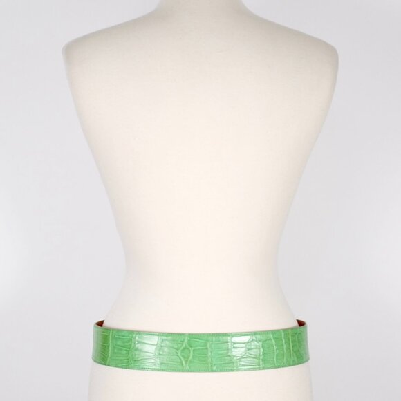 Ralph Lauren Collection Belt sz M alligator green gold horseshoe buckle main image 16